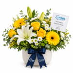 Sarı Gül, Lilyum ve Gerbera Yeni İş Tebrik Aranjmanı